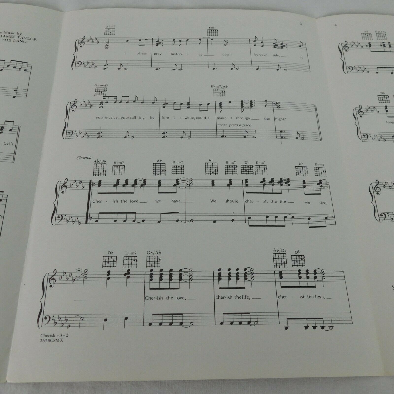 Cherish Sheet Music Kool The Gang Piano Lyrics Vocals Chords 1984 R B