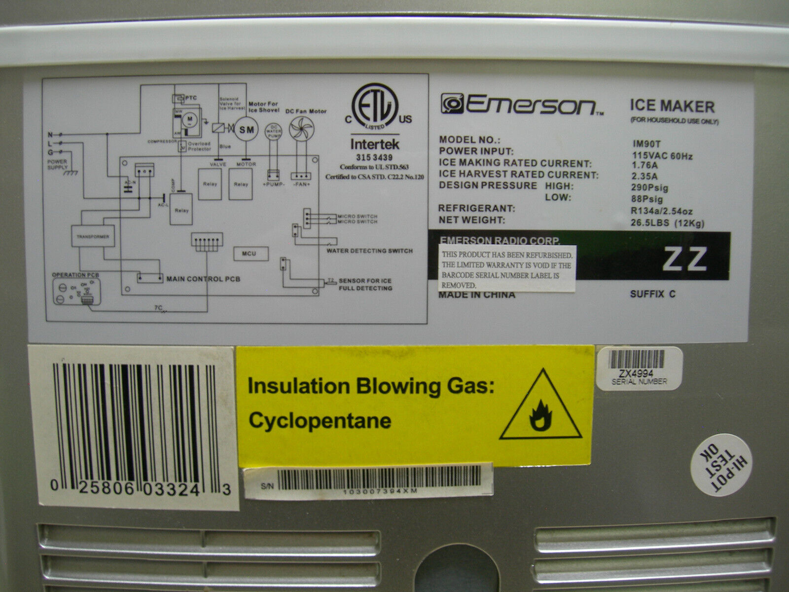 Emerson IM90T Silver Electric Portable Countertop Ice Maker Machine