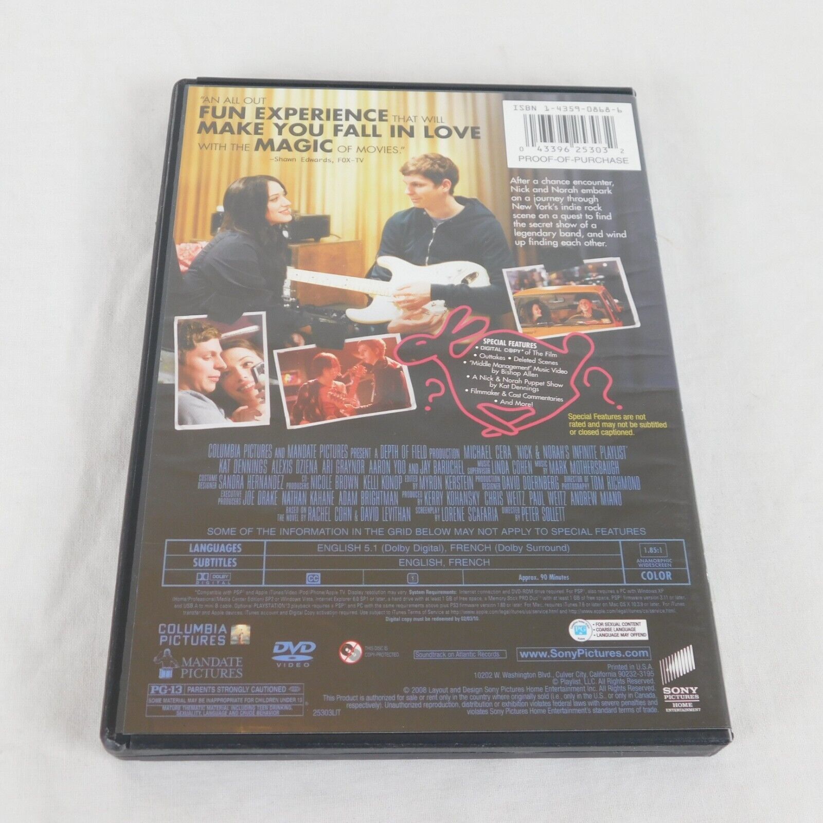 Nick & Norah's Infinite Playlist Dvd 2008 Michael Cera Kat Dennings Jay 