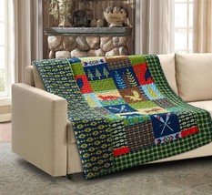 LAKE & LODGE Bold & Colorful Reversible Thin Soft Quilted Throw Blanket 50x60 in image 1
