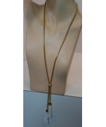 J Crew Goldtone Lariat Necklace W White Beaded Tassels  - $34.65