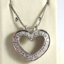 SOLID 18K WHITE GOLD NECKLACE WITH HEART DIAMONDS, DIAMOND MADE IN ITALY image 5