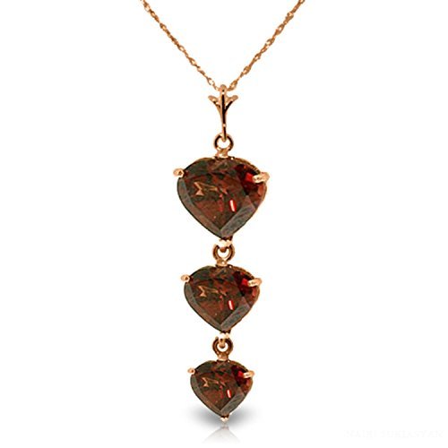 Galaxy Gold GG 14k 24 Solid Rose Gold Necklace with Natural Heart-shaped Garnet