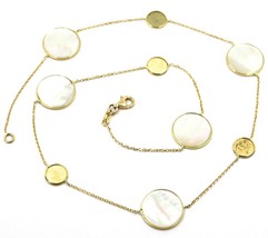 18K YELLOW GOLD NECKLACE, FLAT MOTHER OF PEARL ALTERNATE DISCS, 17.3", 44cm image 1