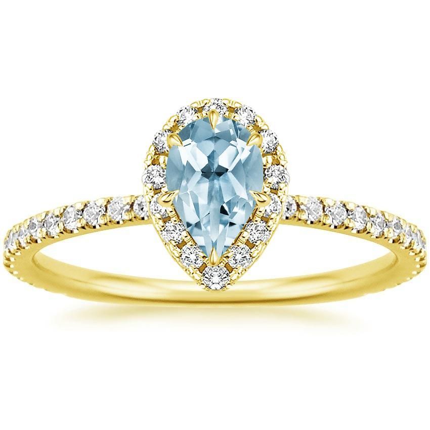 14K Yellow Gold Plated Sterling 1/3Ct Pear & Round Cut Diamond ...