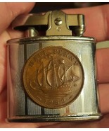 Vintage Ronson Lighter British Half Penny Indian not tested - $79.19