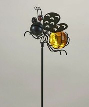 Bee Solar Garden Stake 35" High Rechargeable Battery Metal Plastic Soft Glow image 2