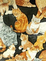 Cats Cats Cats Cotton Blend Fabric Animal Lover 45" Width 2.1 Yards - $18.69