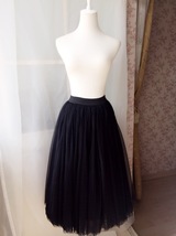 BLACK MAXI SKIRT Plus Size Elastic Full Long Black Tulle Skirt Black Party Skirt image 3