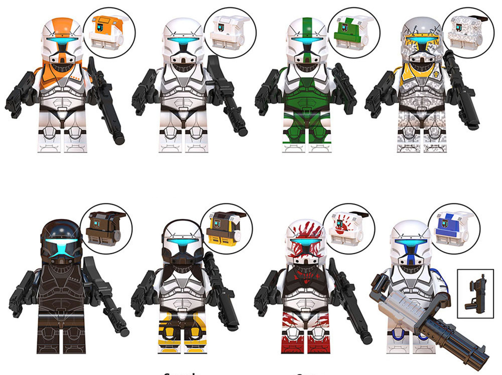 8pcs/set Star Wars Custom Elite Clone Commando Squad Minifigure Building Blocks
