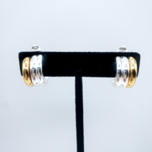 Monet Silvertone Goldtone Fashion Hoop Earrings Three Rings 3/4&quot; - $5.00