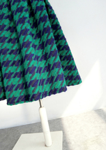 Women Black Houndstooth Skirt Winter Houndstooth Pleated Wool Party Skirt Plus image 14