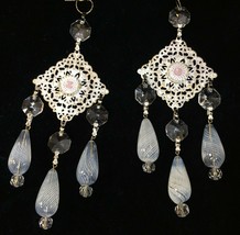 Prisms Victorian White Filigree Multi Drop With Mouth Blown Art Glass NO... - $12.22