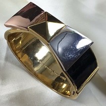 Kate Spade NY gold tone metal black enamel Tricolor Bow Bangle Bracelet - $84.15