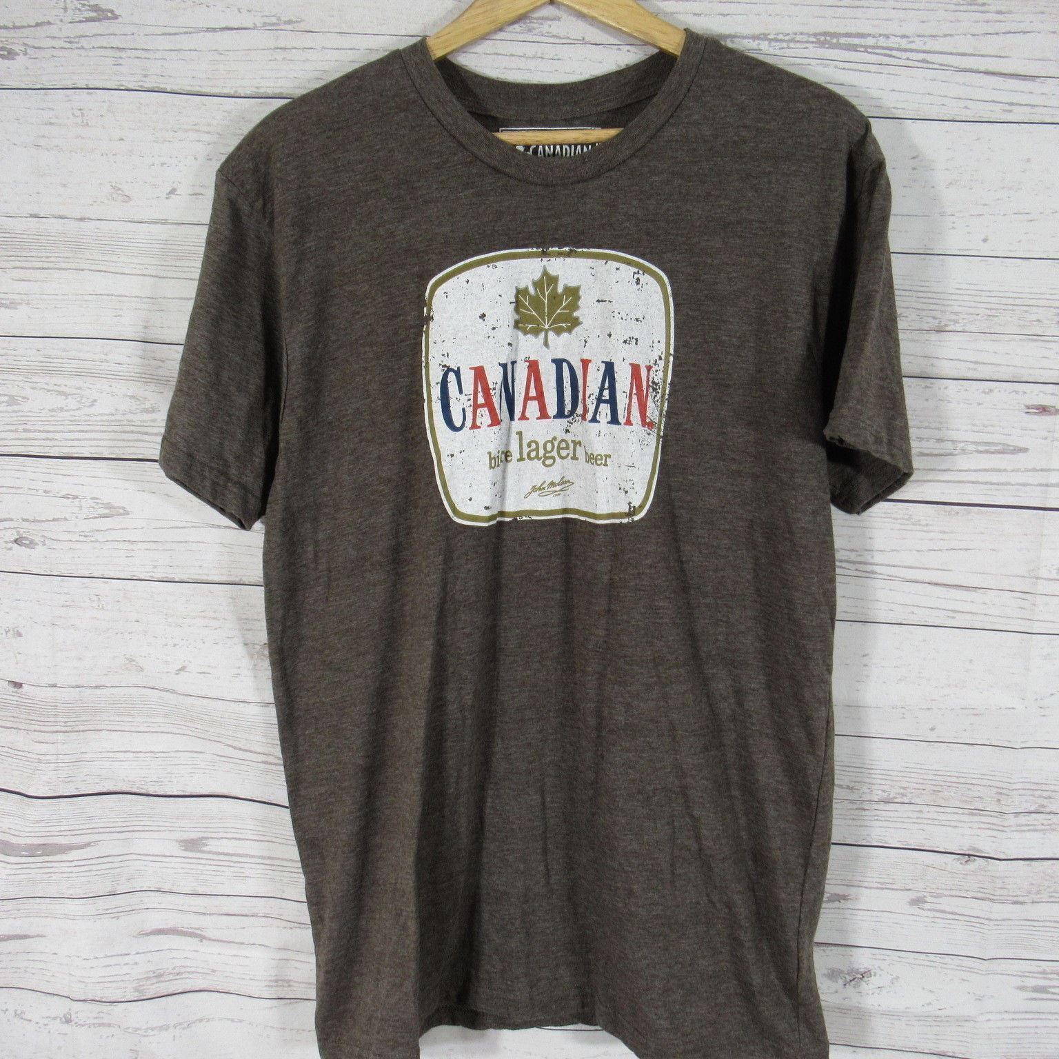 Molson Canadian T Shirt Mens Large L Brown Beer Canada H14 TShirts