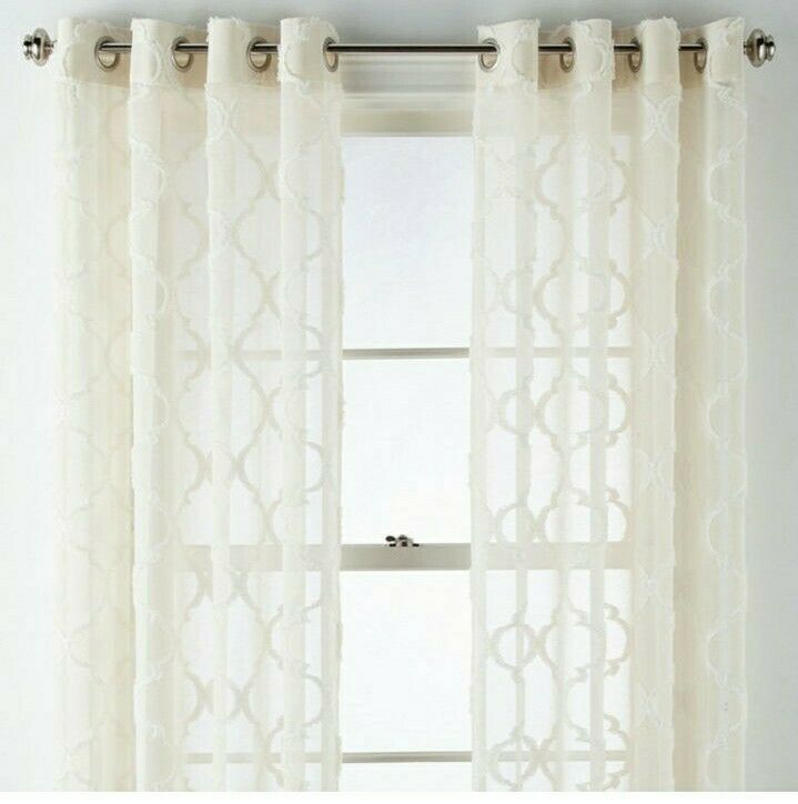 (1) JCPENNEY JCP HOME Zuri IVORY Sheer Grommet Curtain Panel 50 x