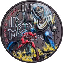 2022 Cook Islands $5 IRON MAIDEN Colorized Silver Proof NUMBER OF THE BEAST  image 1