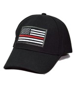 Fire Department Firefighters Red Line USA American Flag Black Adjustable... - $10.40