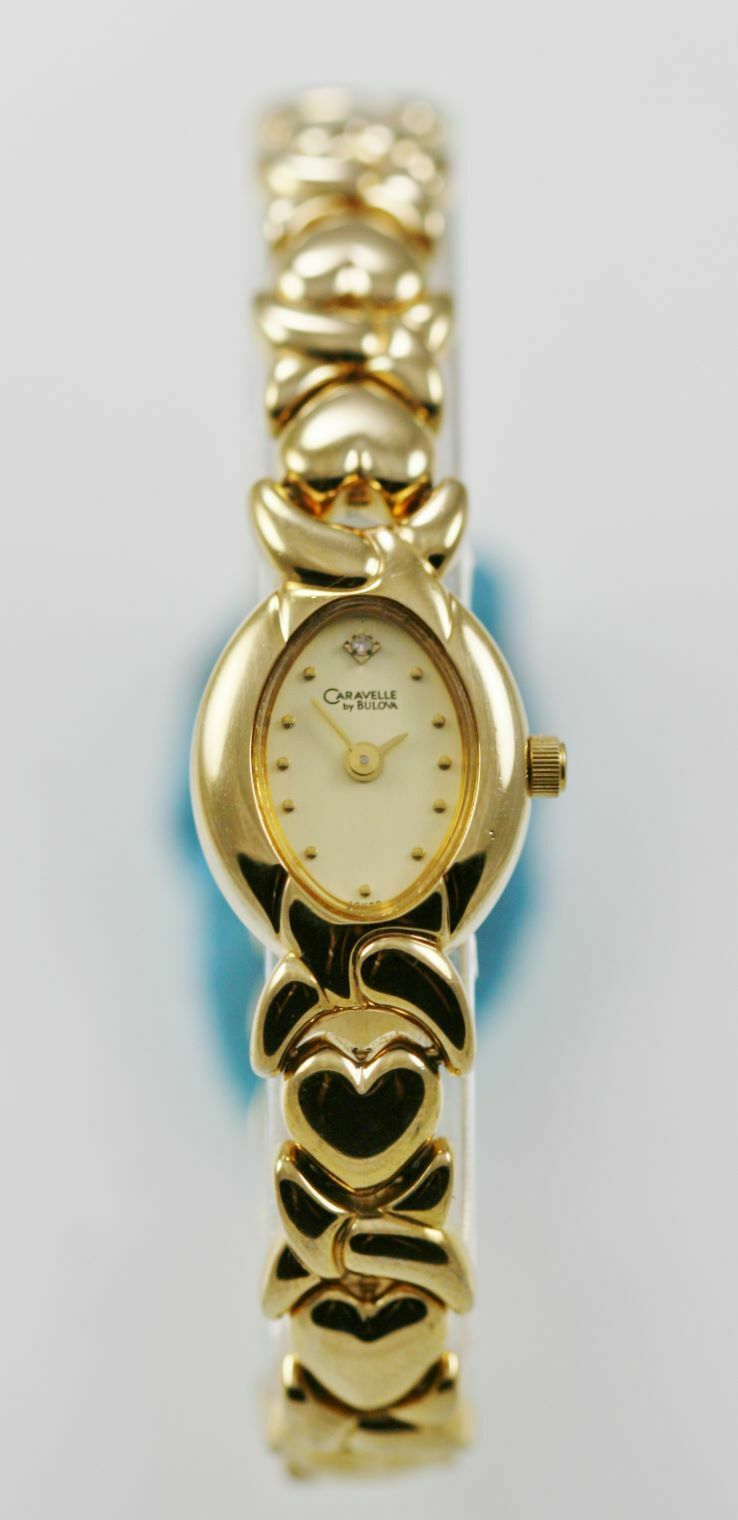 Caravelle Bulova Watch Women Stainless Steel Gold Water Resistant Battery Quartz Wristwatches