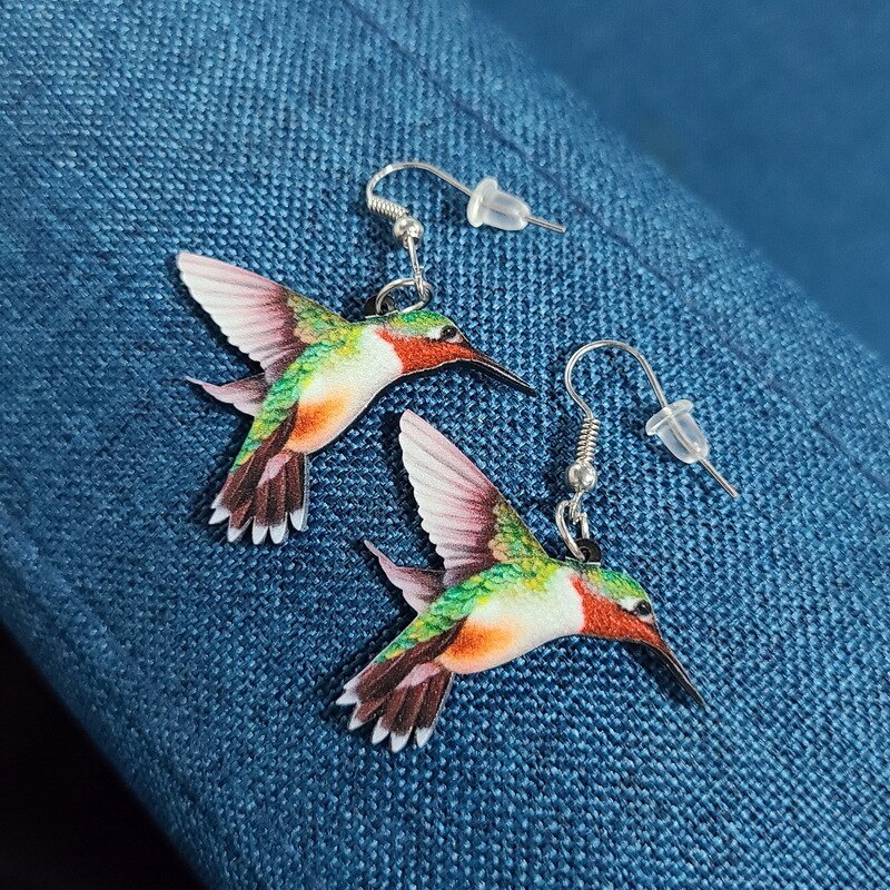 Multicolor vintage Hummingbird Pigeon Eagle Owl Parrot Earrings for women girl p