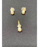 Costume  Diamond And Pearl Earrings And Pendant Set Marked Roman - $28.98