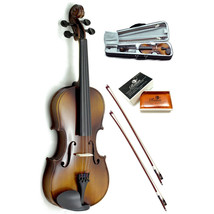 New 1/2 Solid Wood Violin w 2 Brazilwood bows (Black Case) - $49.99
