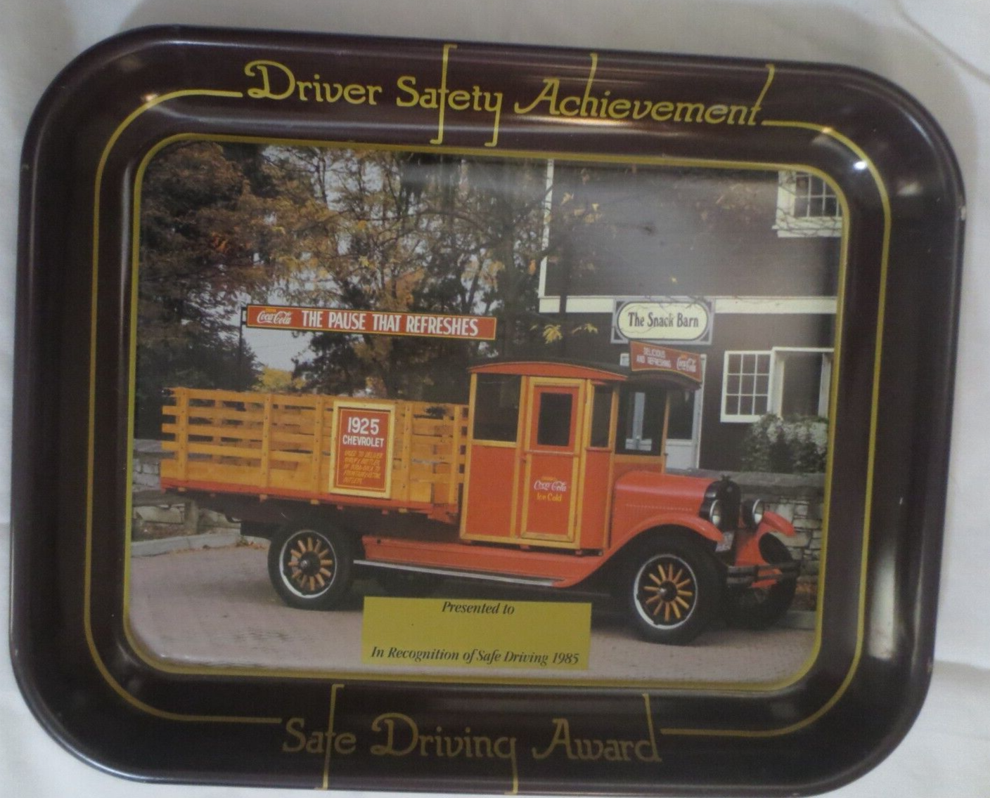 Primary image for Coca-Cola Drive Safety Achievement Award Tray  1985