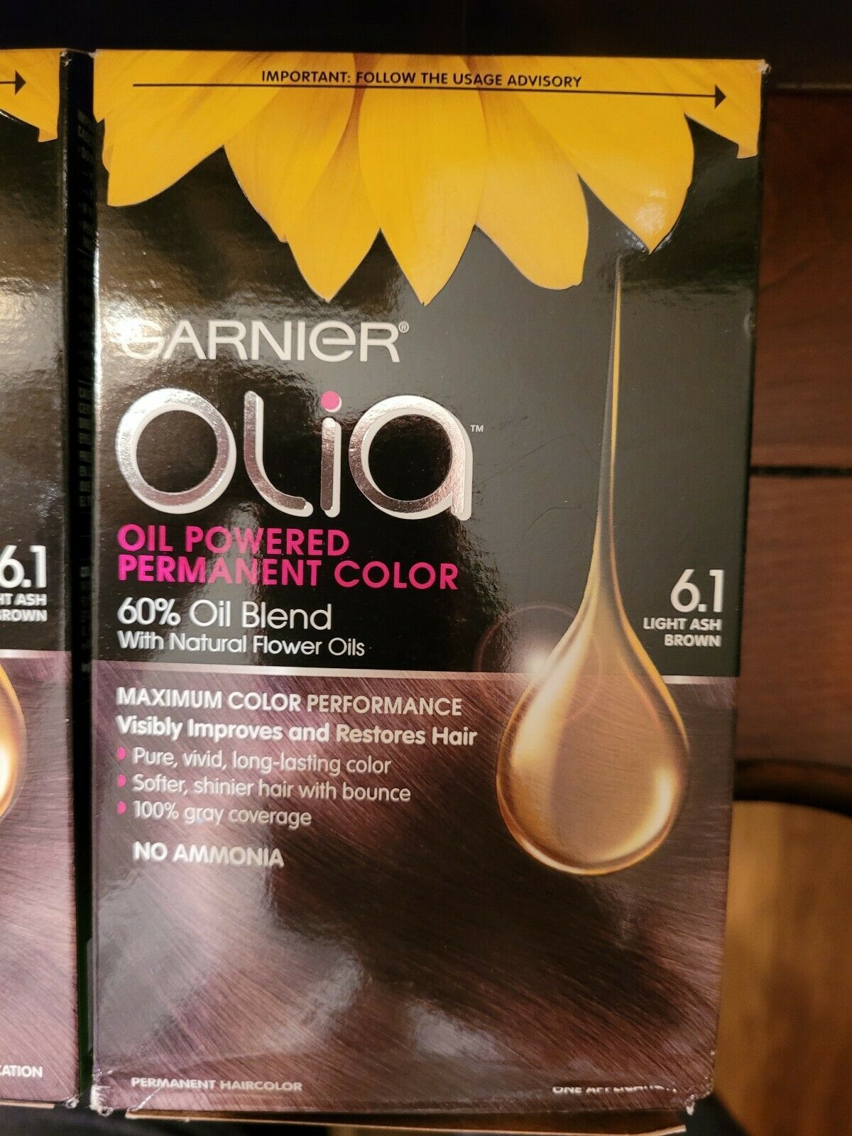 Garnier Olia Oil Powered Permanent Hair Color, 6.1 Light Ash Brown ...