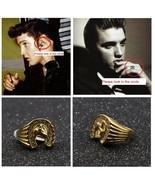 Elvis Presley 1950's Luck Horseshoe Ring Gold Plated TCB Concert Stainless 316L - $23.99