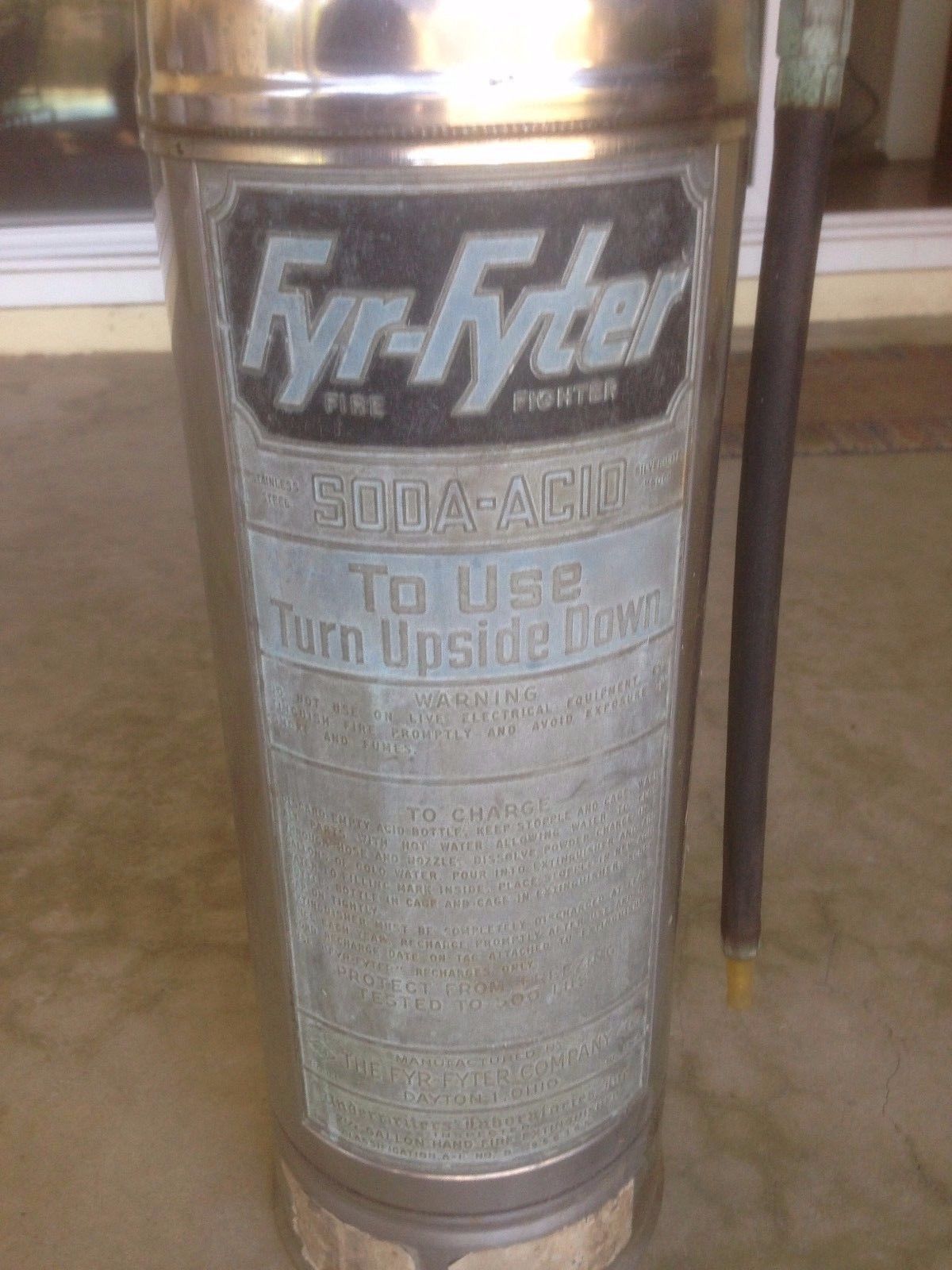 Vintage Fyr-Fyter Fire Extinguisher Stainless Steel 2.5 gallon and 24 