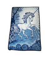 Cannon Ibena Unicorn Reversible Blanket 77x52 Vintage Greece Blue - $79.15