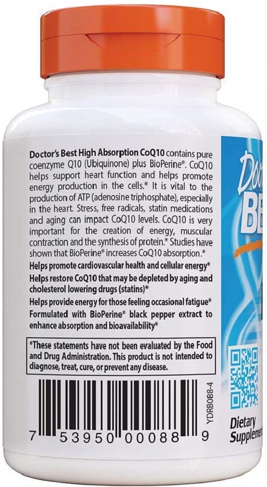 Doctor's Best High Absorption CoQ10 with BioPerine, Gluten Free, Naturally