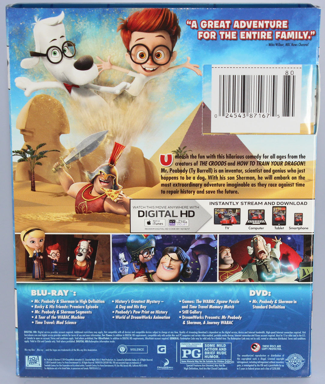 Dreamworks Mr Peabody And Sherman Blu Ray Dvd Combo W Slipcover Animated Movie Dvd Hd Dvd