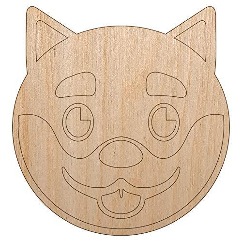 Husky Dog Face Happy Unfinished Wood Shape Piece Cutout for DIY Craft Projects -