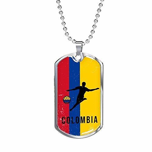 Express Your Love Gifts Colombia World Futbol/Soccer Necklace Stainless Steel or