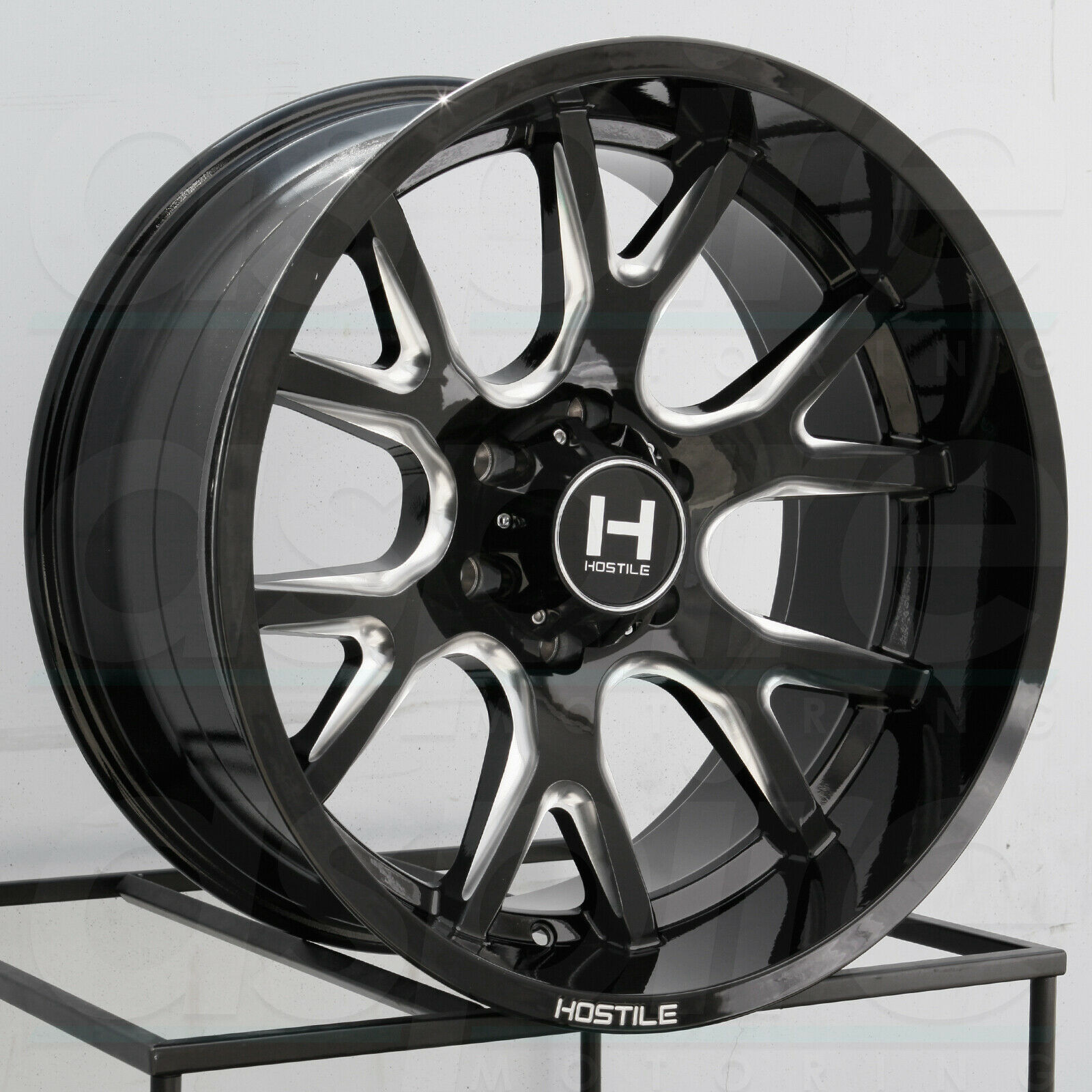 One 20x10 Hostile H113 Rage 5x150 -19 Black Milled Wheels Rims - Wheels