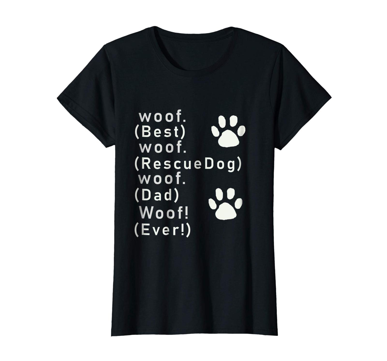 Dog Fashion - Humorous Best Rescue Dog Dad Ever Paw Print Graphic top Wowen