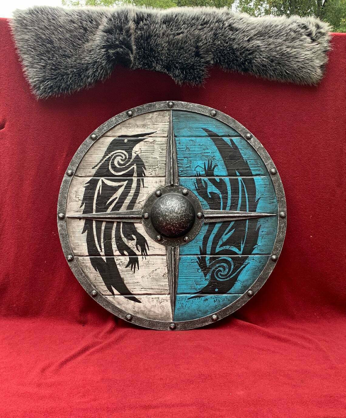 Eivor Valhalla Raven Authentic Hand painted Viking Shield Battle Ready ...