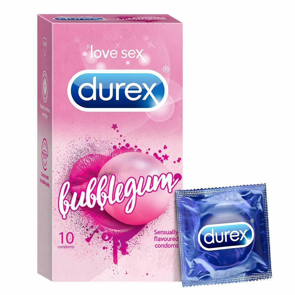 Durex Bubblegum Flavoured Condoms for Men - 10 Count (Pack of 1)