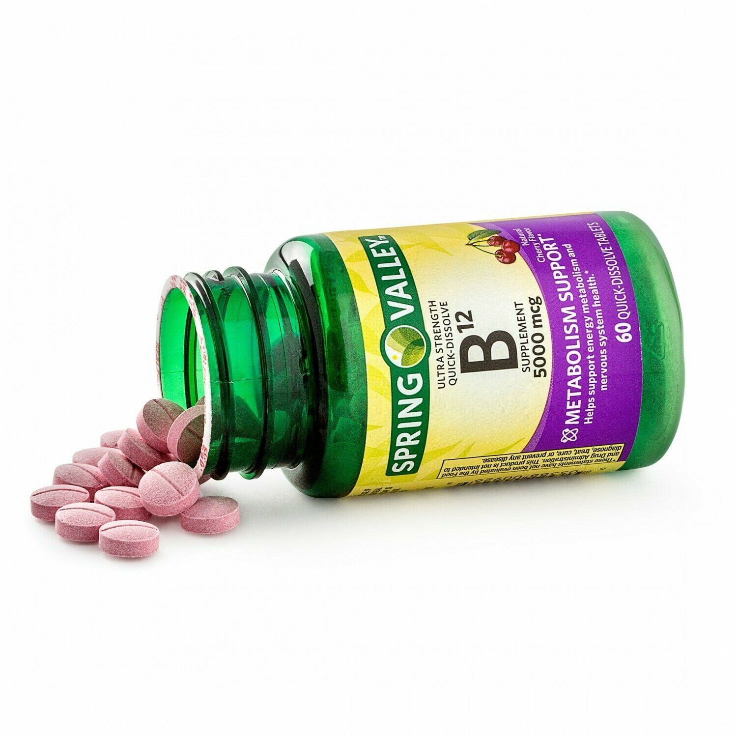 Spring Valley Vitamin B12 Quick Dissolve Tablets, 5000 Mcg, 60 Count