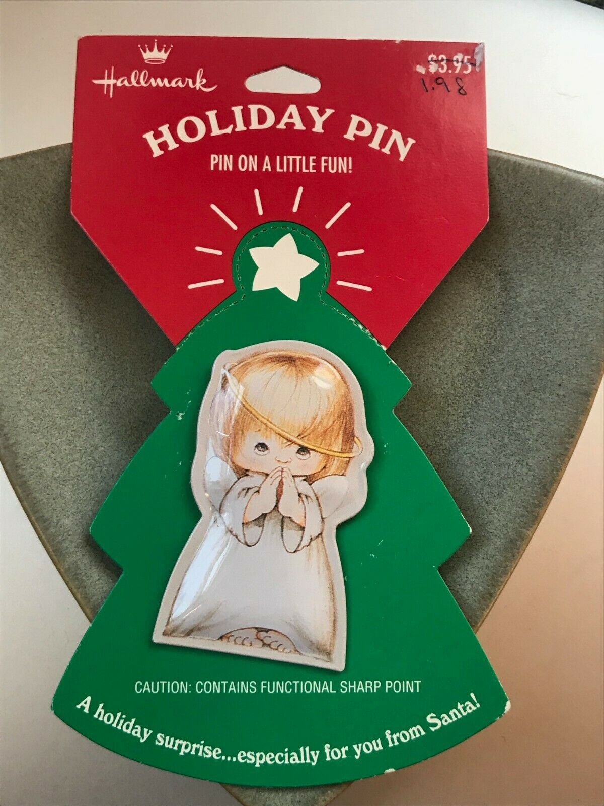 Primary image for Hallmark Cute Little Praying Angel Girl Metal Christmas Holiday Brooch Pin – 2.5