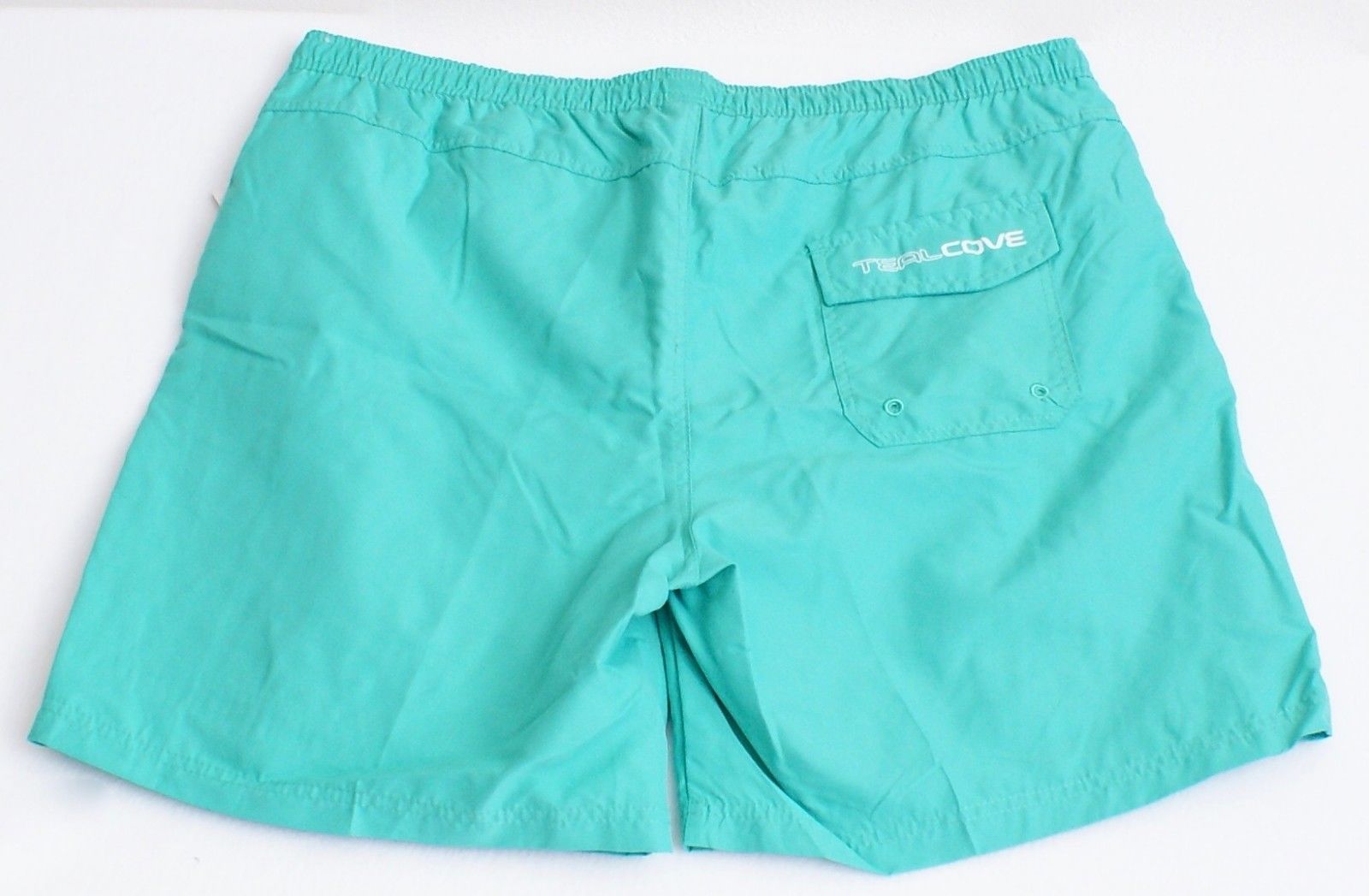 Teal Cove Bali Aqua & White Brief Lined Swim Shorts Trunks Men's NWT