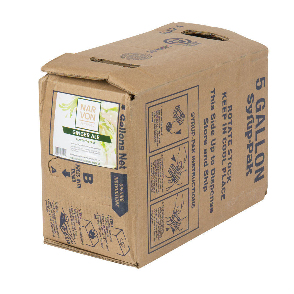 Narvon 5 Gallon Bag in Box Ginger Ale Beverage / Soda Syrup Syrups