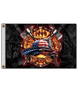 DELUXE BIKER FLAG AMERICAN FIRE FIGHTERS  novelty flag  3 X 5 - $8.96