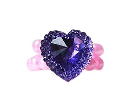 PANDA SUPERSTORE 4 Pieces of Purple Diamond Children-Pretend-Play Jewelry Rings