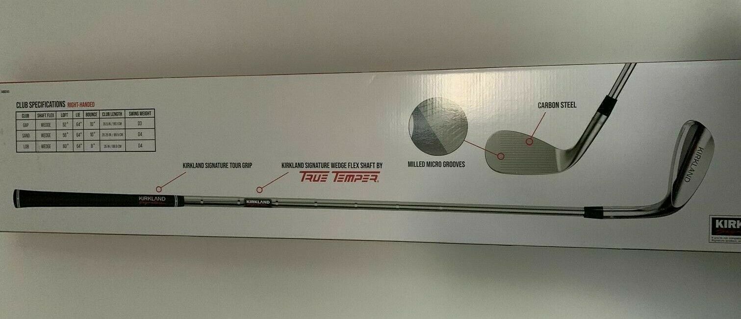 New In Box Costco Kirkland Signature 3 Piece Golf Wedge Set 52, 56