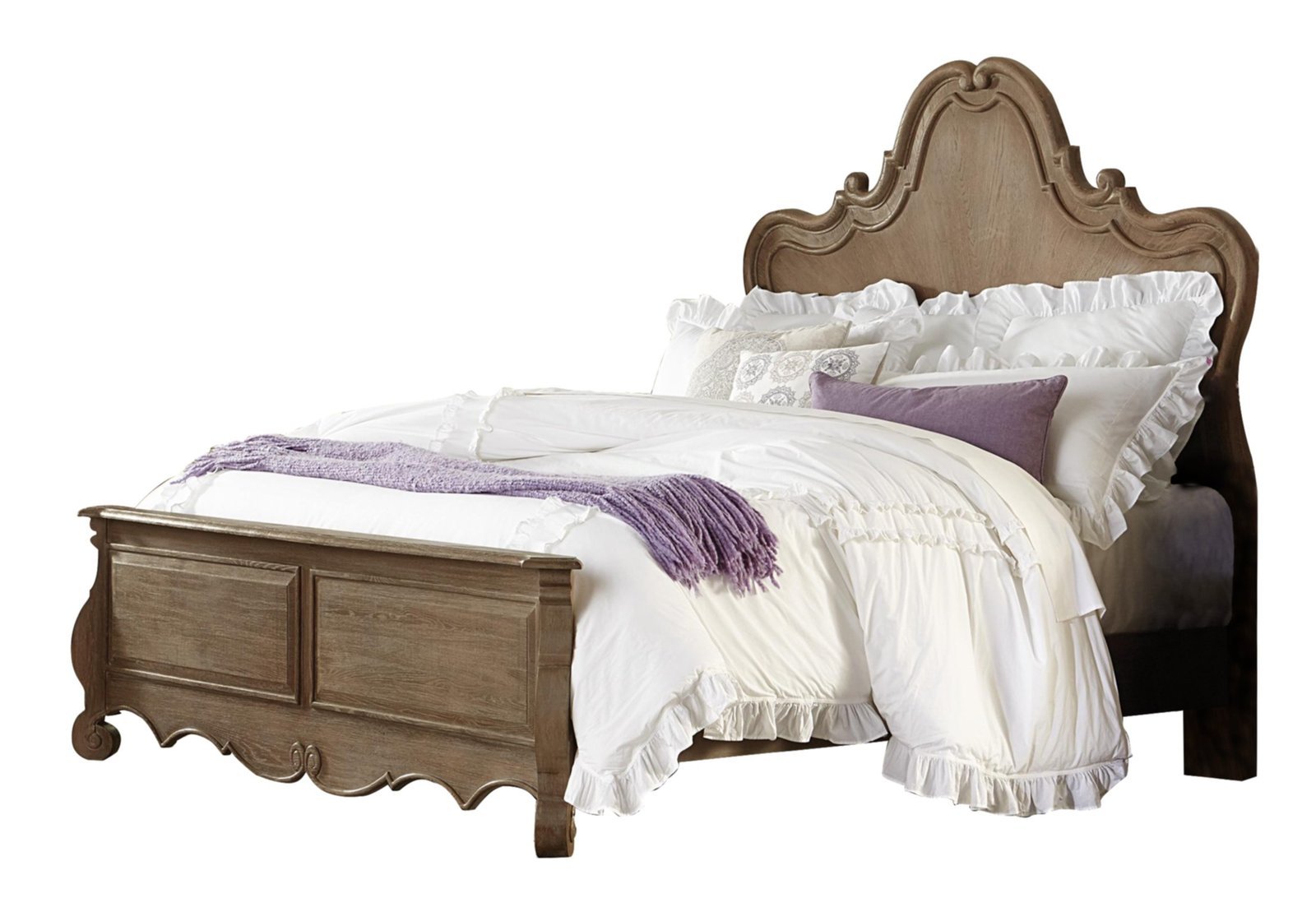 Crenshaw French Country Scrolled Frame Cal King Bed in Oak Beds & Bed