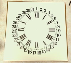 Vintage Off White Roman Numerals &amp; Calendar 13&quot; x 13&quot; Paper Clock Face Dial - $15.83