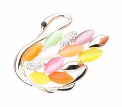 Fashion Colorful Swan Crystal & Diamond Party Brooch Pin Clothes Accessories - $23.40