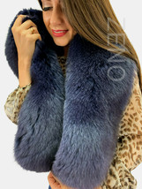 Fox Fur Stole 60' (150cm) Saga Furs Dark Gray Blue Shade Fur Collar Boa Wrap